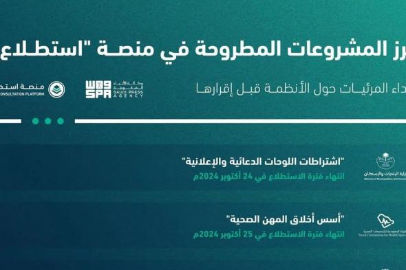 ذات صلة بالشأن الاقتصادي والتنموي.. طرح 31 مشروعًا عبر "استطلاع" لأخذ المرئيات