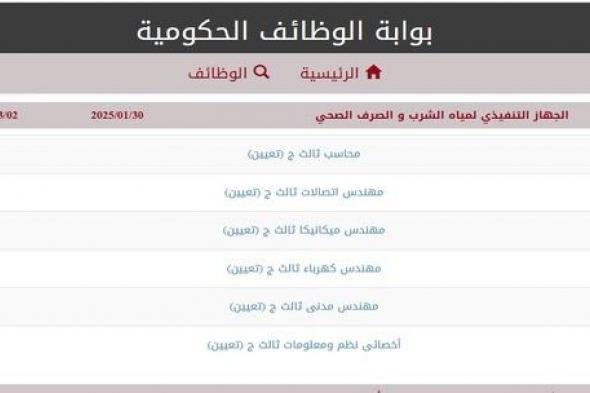 وظائف الجهاز التنفيذي لمياه الشرب (مهندسين - محاسبين - أخصائى نظم معلومات) التقديم حتى يوم 2025/3/2